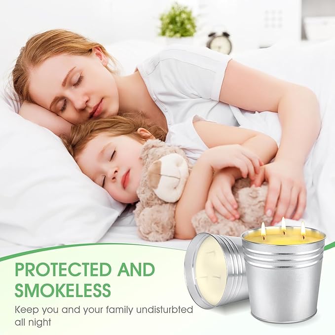 Set of 2 Citronella Outdoor Candle - 17 oz Large 3-Wick Soy Wax Candle with up to 180 Hours of Burning time, Perfect for Yards, Gardens, Balconies and Camping.