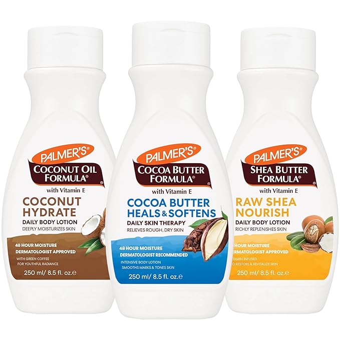 Palmer's Body Lotion for Women & Men Variety Pack, Vitamin E Lotion Set for Dry Skin, 48 Hour Moisturization, 8.5 oz flip cap bottles (Pack of 3)