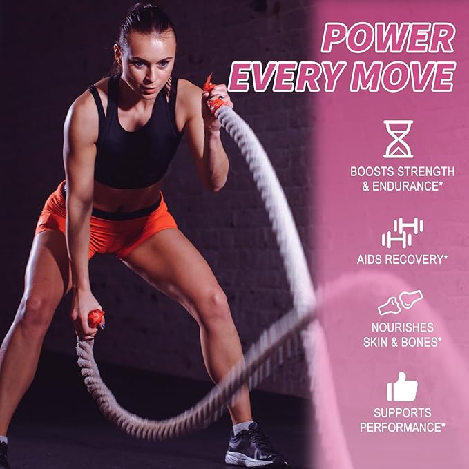 Creatine Collagen for Women, Creatine Monohydrate BCAA Myo-Inositol Biotin Hyaluronic Acid Folate L Glutamine Vitamin D3 C B6 Iron Zinc D-Chiro-Maca Digestive Enzyme Probiotic Ashwagandha Magnesium 5g