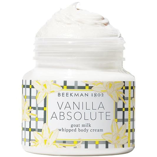 Beekman 1802 Whipped Body Cream, Vanilla Absolute - Scented - 8 oz - Intensely Hydrating & Softens Skin - With Goat Milk - Good for Sensitive Skin - Cruelty Free
