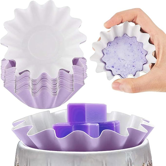 Boao Wax Melt Liners Reusable Wax Warmer Containers Leakproof Cups for Scented Candle, Paper Holders for Electric Pluggable Melter and Burner(Purple,50 Pieces)