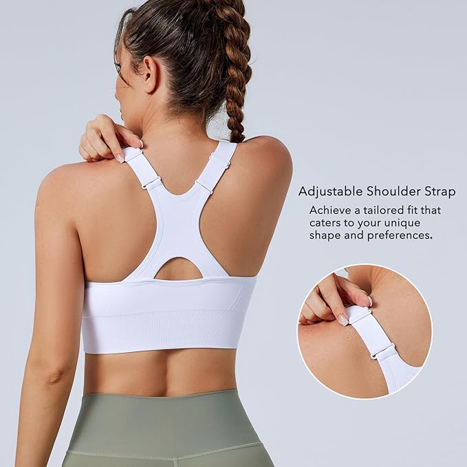 Evercute Adjustable Sports Bras for Women 3/4 Pack Racerback High Support Bras Padded Workout Bras Seamless Yoga Athletic Bra