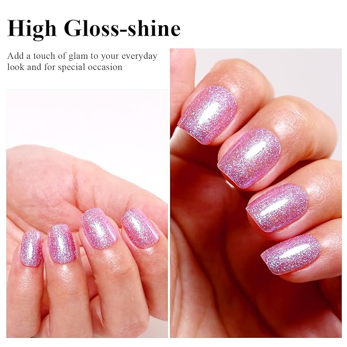 Imtiti Glitter Gel Nail Polish, Mermaid Iridescent Glitter Gel Polish Soak Off LED U V Shimmer Sparkle Nail Gel Polish DIY Nail Art Starter Manicure Salon Gel Nail Polish Kit for Women Girls 10ML