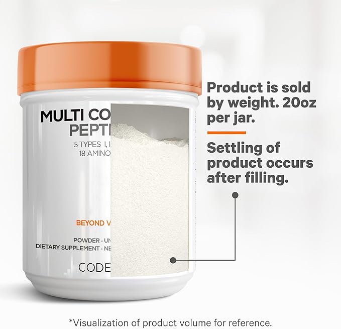 Codeage Multi Collagen Protein Powder Peptides, Hydrolyzed Collagen for Women & Men, Collagen Supplements, Grass Fed Bone Broth, 2-Month Supply, Unflavored, Type 1, 2, 3, 5 & 10, Non-GMO - 20 OZ