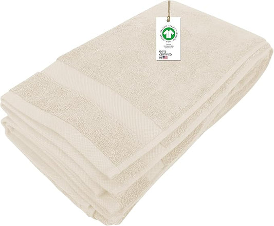 Delara 100% Organic Cotton Towels 650 GSM Plush Feather Touch Quick Dry Bath Sheet, GOTS Certified, Oeko-Tex Green Certified, Organic Cotton Bath Sheet, 36"X70"