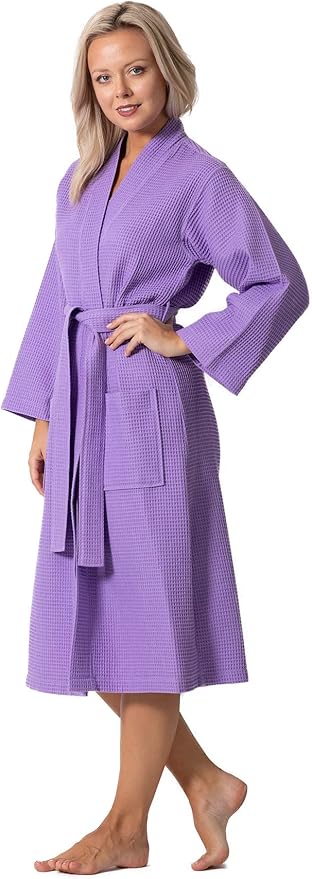 Waffle Knit Lightweight Kimono Spa & Bath Robes for Women - Quick Dry - Soft