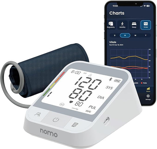 Blood Pressure Monitor – Upper Arm Cuff with Bluetooth App Sync, Irregular Heartbeat Detection, WHO Risk Indicator, Dual User Profiles, Large Display, Batteries Included