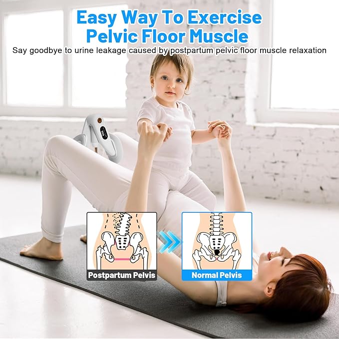 Thigh Master, Adjustable Thigh Trainer & Kegel Exerciser(10-70LB) with Leg Straps, Pelvic Floor Strengthener Devices for Women&Men, LED Counter, Postpartum Recovery, Home Gym Workout Equipment