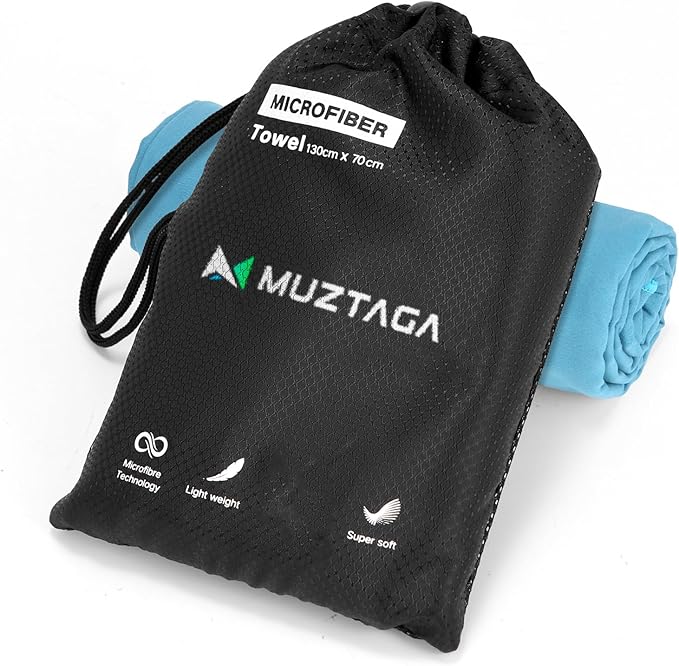 Microfiber Beach Towel-Perfect for Travel, Sports, Camping, Swimming, Yoga, Gym- Quick Dry, Sand Free, Compact, Lightweight, Absorbent (Marine Blue,Medium(130x70cm, 51x27”))