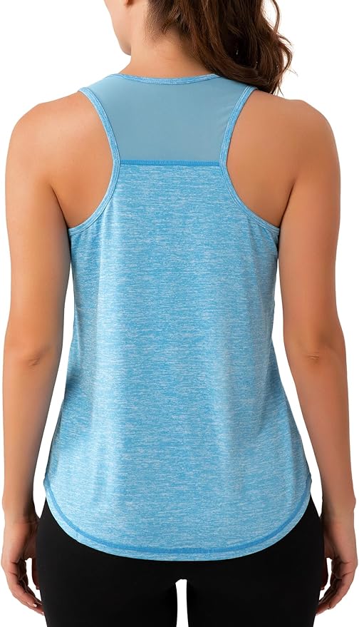 Aeuui Womens Workout Tops Sleeveless Racerback Tank Tops Mesh Yoga Athletic Running Shirts Gym Clothes for Women