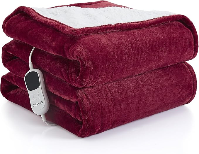 Heated Electric Blanket King Size - 100"x90" Flannel Heating Blanket with 10 Heating Levels & 5 Time Settings Over-Heat Protection, Winter Warmer for Adults with ETL Certification（Red）