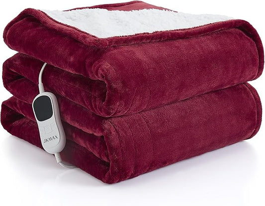 Heated Electric Blanket King Size - 100"x90" Flannel Heating Blanket with 10 Heating Levels & 5 Time Settings Over-Heat Protection, Winter Warmer for Adults with ETL Certification（Red）