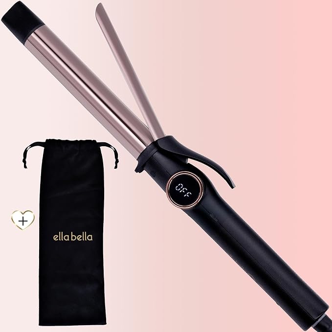 ELLA BELLA® Compact Curling Iron 1 Inch - Professional Curling Wand with Dual Voltage, Titanium Coating, for Long-Lasting Curls and Reliable Styling