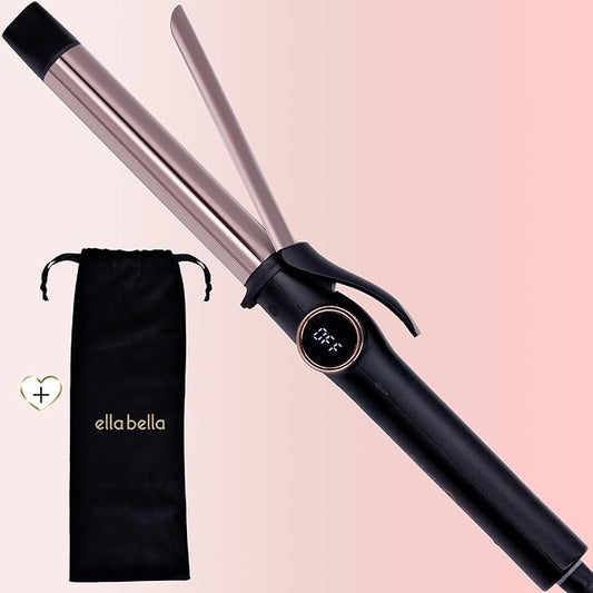 ELLA BELLA® Compact Curling Iron 1 Inch - Professional Curling Wand with Dual Voltage, Titanium Coating, for Long-Lasting Curls and Reliable Styling