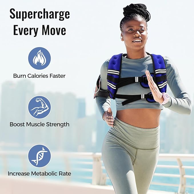 Weighted Vest for Women & Men with Reflective Stripe and Adjustable Buckle, Comfortable & Durable Rucking Vest for Walking, Running & Strength Training
