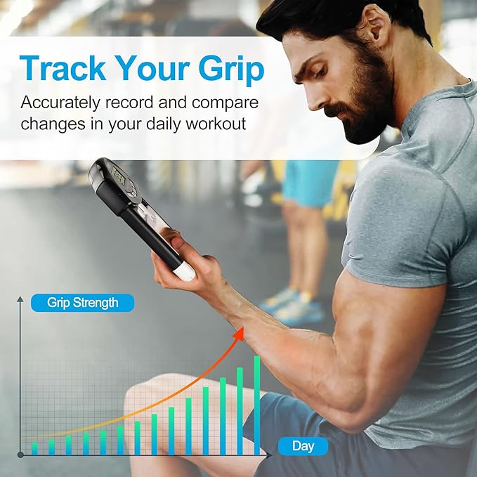 Handeful Grip Strength Tester, Hand Grip Dynamometer (198Lbs / 90Kgs), Electronic Handgrip Testing for Sports Home School Use