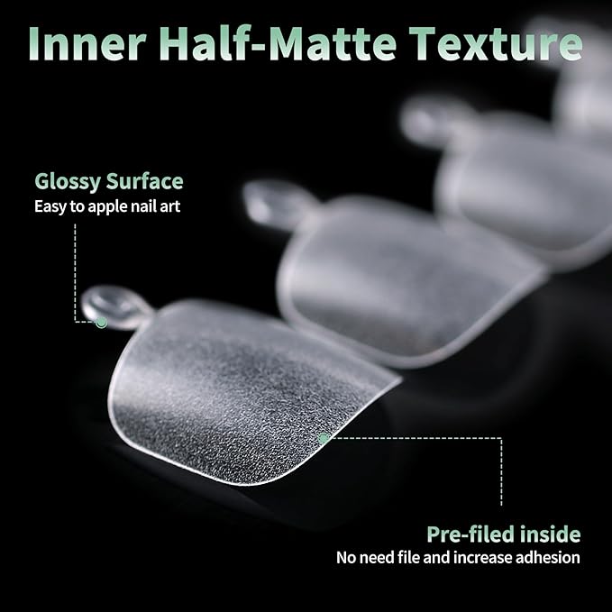 Toe Nail Tips, 216pcs Acrylic Fake Nails Gel Nail Tips Soft, Full Cover Pre-Shaped Matte Clear Press on Nails for Extension, Diy at Home Manicure 12 Sizes