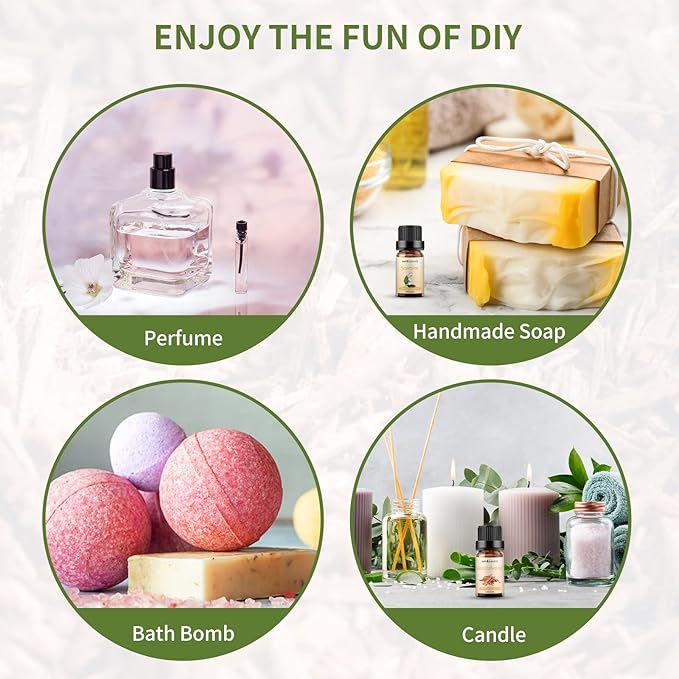 Sedbuwza Sandalwood Jasmine Essential Oil Set, Sandalwood Fragrance Oil Jasmine Scent Oil Set for Diffuser, Aromatherapy, Massage, Soap, Candle Making 2 x 10 ml