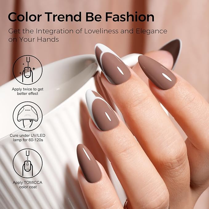 TOMICCA Coffee Brown Gel Nail Polish, 15ml Brown Gel Polish,Soak Off UV LED Cure Nail Polish for Nail Art DIY Manicure at Home Autumn Winter Color