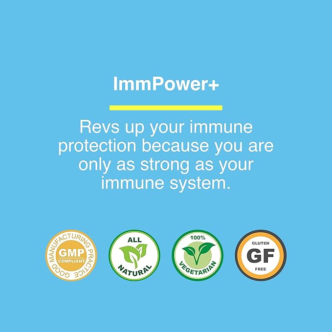 American BioSciences ImmPower Plus, AHCC & Fermented Wheat Germ Extract Herbal Supplement, 550mg per Capsule for Immune Support, Maintains Natural Killer Cell Activity, Pack of 1, 60 Veggie Capsules