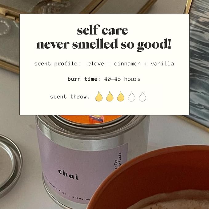 MALA Chai Clove Cinnamon & Vanilla Candle for Home – Aromatherapy Scented Candle – Vegan Soy – 45 Hour Clean Burn – Organic Non Toxic Candles – Cozy Room Decor – 6.8 oz