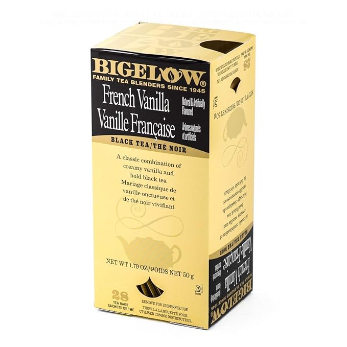 Bigelow French Vanilla Tea 28-Count Box (Pack of 1) Premium Black Tea Flavored with Vanilla Antioxidant-Rich Gluten-Free Full-Caffeine Tea