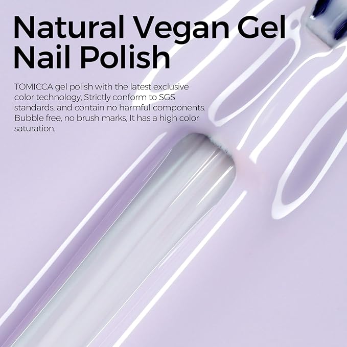 TOMICCA Pastel Gel Nail Polish, 1 Pcs Purple Gel Polish, Nail Polish Gel, Soak Off UV Cure Light Purple Colors Nail Art Macarons Manicure Salon DIY