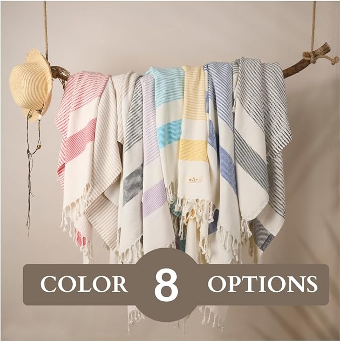 Ruvy Home Basics 2 Pack Turkish Beach Towels – Oversized Quick-Dry Bath Towels (40 x 72 Inches) – 100% Cotton Large Towels for Pool, Yoga, Travel, Camping Essentials, and Bathroom Decor - Turquoise