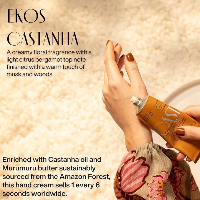 Natura - Ekos Hand Cream Quartet Variety Pack, 4 Creams - Passion Fruit, Brazil Nut (Castanha), Tukumã, Açaí Hand Cream - Vegan Skin Care - Brazilian Beauty Secrets - Travel Size - 1.41oz (40g)