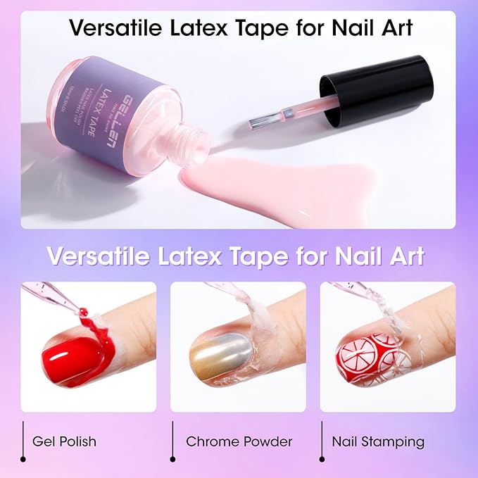 Gellen Gel Polish Remover Kit for Nails, Gel Nail Polish Remover 3-5 Minutes Removal, Pink Liquid Latex Tape Easy to Peel Off, with Manicure Tools
