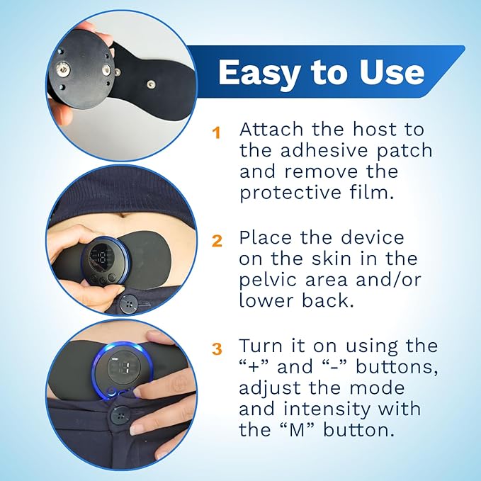 ESPF Massager for Pelvic Floor | Wireless Rechargeable EMS Mini Massager with 8 Modes, Compact Muscle Stimulator with Sticky Pads for Back, Waist, Abdomen & Pelvic Area Relaxation