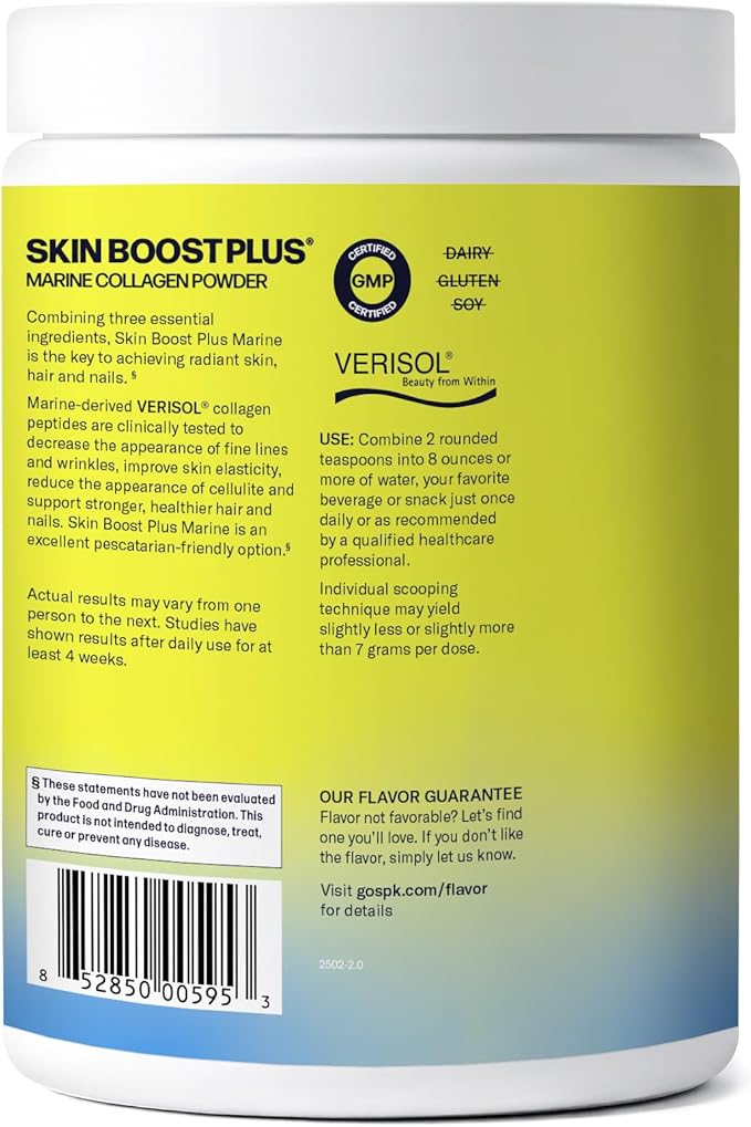 Sparkle Wellness Marine-derived VERISOL Bioactive Hydrolyzed Collagen Peptides | Collagen Powder Supplement with Vitamin C & Hyaluronic Acid | Marine Skin Boost Plus (Vanilla) [50-Serves]