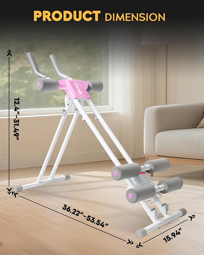 Ab Machine Abdominal Stomach Workout: Adjustable Ab Trainer Machine Ab Cruncher Core Strength Training Equipment for Home Gym Foldable for Women and Men