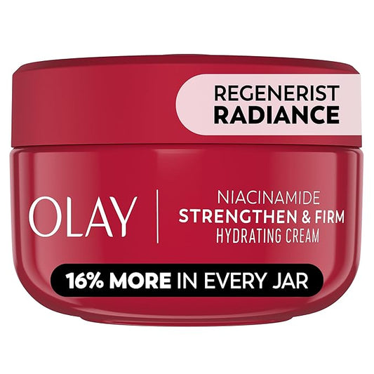 Olay Niacinamide Face Moisturizer, Strong & Firm Cream for Women, Anti-Aging, Anti-Wrinkle, Firming Skin Care, Evens, Hydrates to Repair Barrier, Recyclable Sustainable Eco Jar, Non-Greasy, 2 oz