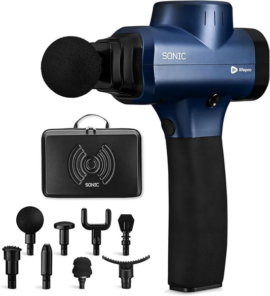 LifePro Massage Gun & Holder (Sold Separately) – Percussion Muscle Massager for Athletes with 8 Heads & 6 Speeds – Deep Tissue Back Muscle Extender for Recovery