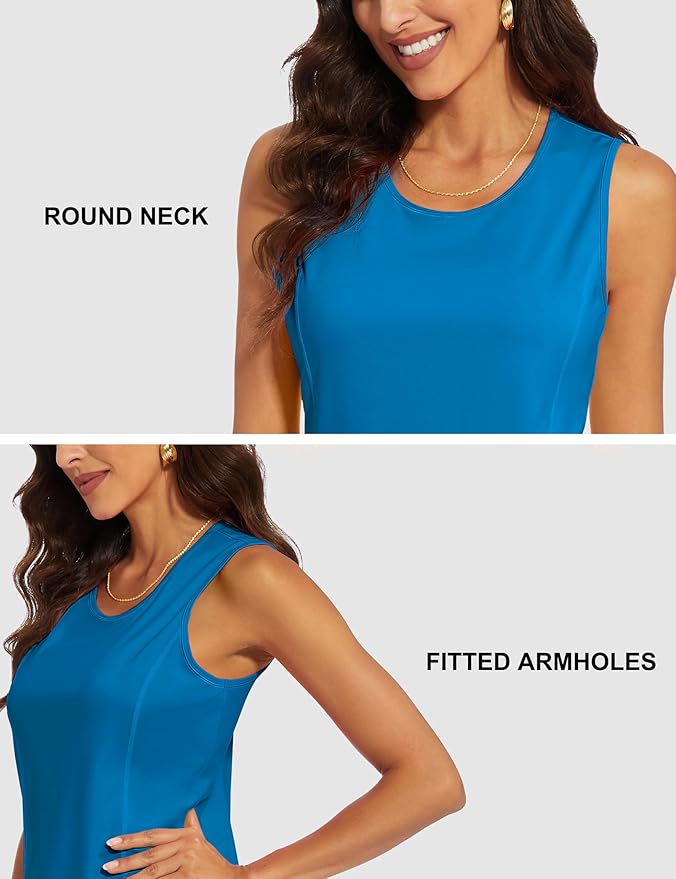 MAGCOMSEN Women's Sleeveless Workout Shirts UPF 80+ Dry Fit Running Wicking Tank Tops Athletic Gym Summer