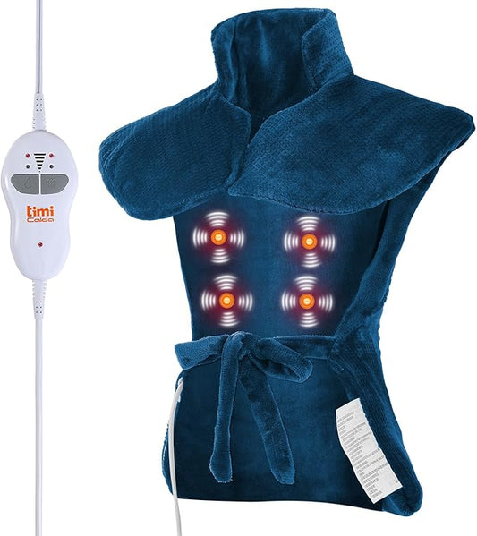 Heating pad for Neck - Wearable Electric Heating Pads for Back, Shoulder and Waist, Large Heat Pad with 4 Massage Modes & 2 Heat Levels for Women, Men, Mom, 24"x35", 4 Motor, Teal
