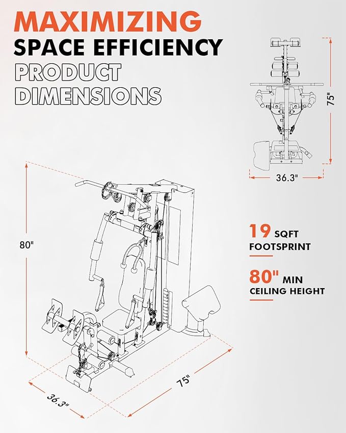 Mikolo Home Gym, Workout Station with 150LBS Weight Stack, Multifunctional Home Gym Equipment, Exercise Equipment for Full Body Strength Training
