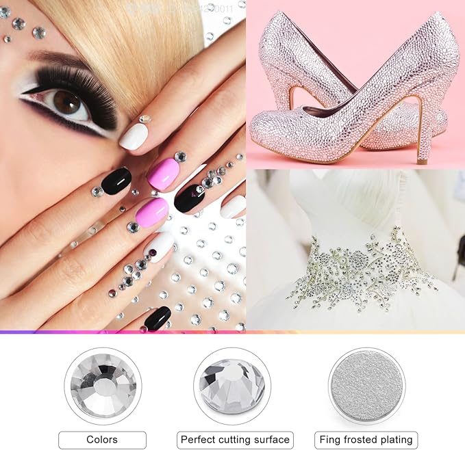 3972pieces Nail Art Rhinestones Kit Nail Gems Ab Flatback 6 Sizes Rhinestones for Nail Art Craft(Clear)