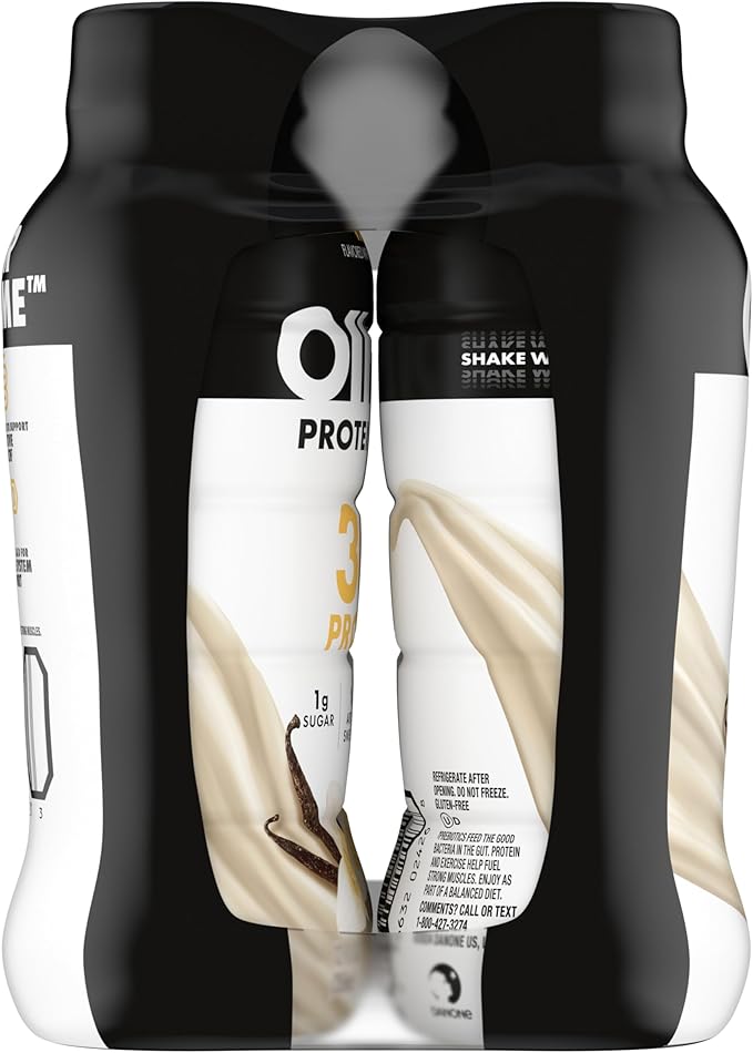 Oikos Protein Shake, Vanilla, 30g High Protein Drinks, Shelf Stable, Ready to Drink, 5g Prebiotic Fiber, 12 fl oz Bottle, 4 Count