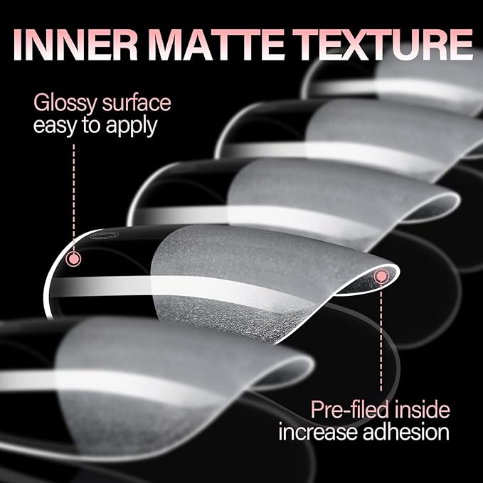 AILLSA Short Square Round Fake Nail Tips 240Pcs Soft Nail Gel Tips Pre-Shaped Acrylic Nail Tips, Half Matte Full Cover Press on False Tips for Nail Extension Home DIY 15 Sizes Gelly Tips