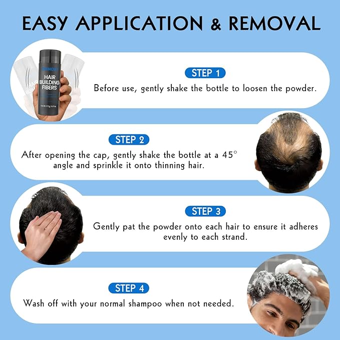 Hair Fibers for Thinning Hair - Hair Building Fibers for the Appearance of Thicker, Fuller Hair, Hair Thickening Fibers for Men and Women - Easy to Apply & Remove, 27.5g/ 0.97oz (Gray)