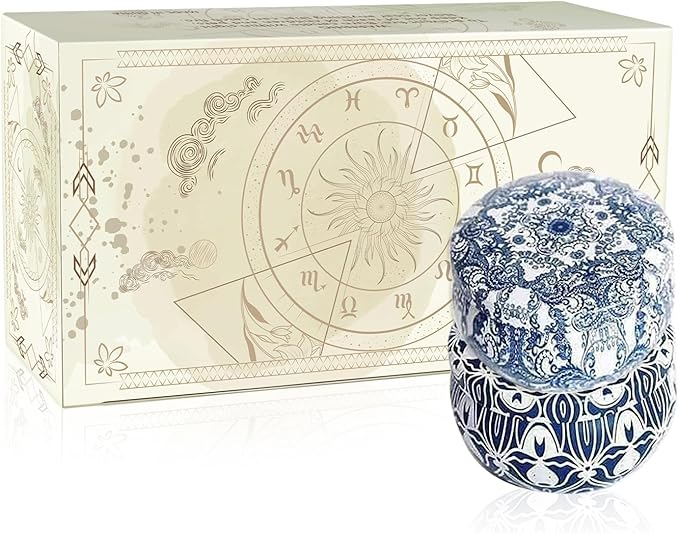 2 Pack 2.2-Ounce Scented Jar Candles - Blue&White Pordcelain Style - Perfect for Church, Family, Wedding, Party- Vibrant Colorful Iron Can Jars Candles(Lemon &Bergamot Fragrance)