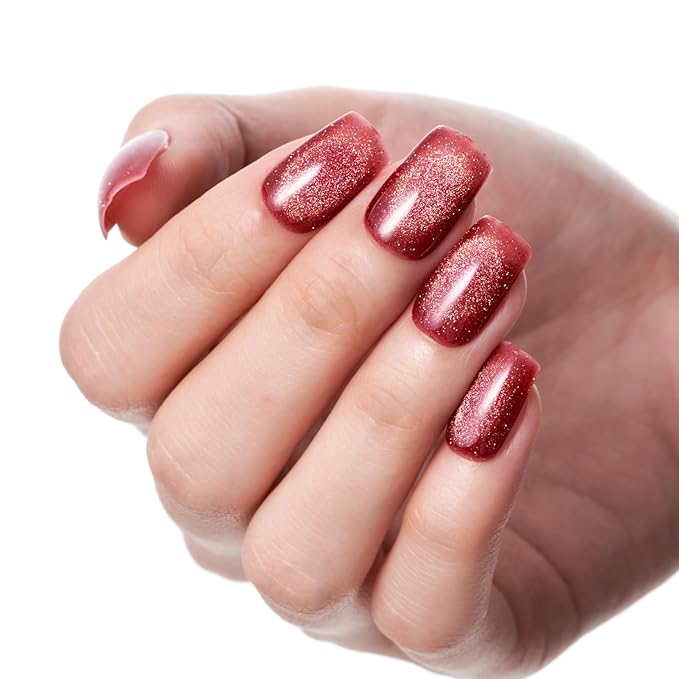 GLAMERMAID Blue Waves French Tip Press on Nails Medium Square, Ocean Dull Polish Gel Stick on Fake Nals Short Square, Matte Nude Glue 0n Nails Kit for Women, Reusable Acrylic False Nails Manicure Set