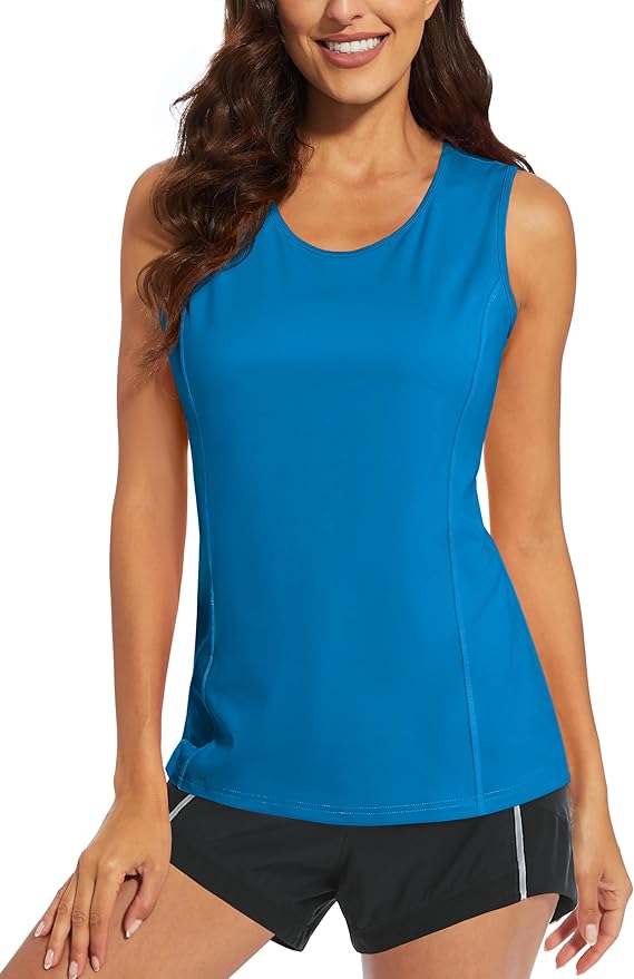 MAGCOMSEN Women's Sleeveless Workout Shirts UPF 80+ Dry Fit Running Wicking Tank Tops Athletic Gym Summer