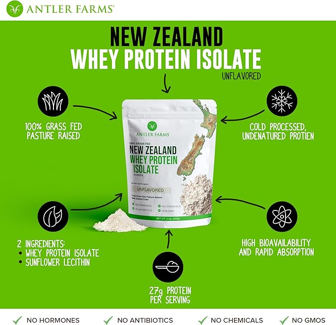 Antler Farms - 100% Grass Fed New Zealand Whey Protein Isolate & Collagen Powder Bundle