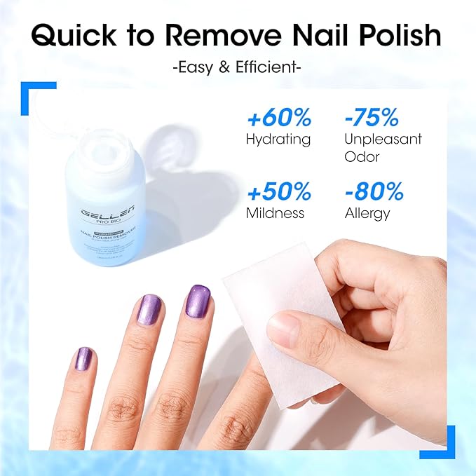 Gellen Non Acetone Nail Polish Remover, Non Toxic Fingernail Polish Remover for Quick Dry Nail Polish, Ocean Scent Dual-phase Nourishing Gentle Nail Polish Remover with Easy Push-down Pump, 6.09 Fl Oz