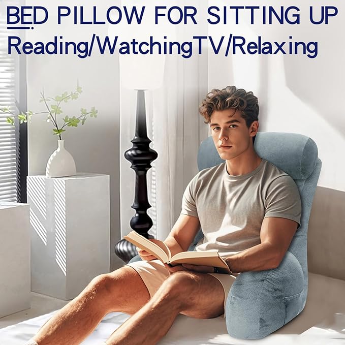 Back Pillow for Bed Sitting Up, Reading Pillow, Extra Large Arm Pillows for Adults for Back Support,Bed Pillow for Sitting up for Watching TV/Gaming/Relaxing