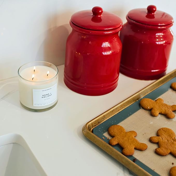 Calyan Wax Co. Holiday Scented Candle Set, Holiday Bundle of 4 Scented Candles, Bulk 3 Wick Candles, Non Toxic & Vegan Soy Wax, Candle Gift Set, 43 Hour Burn Time, 14.9oz Each