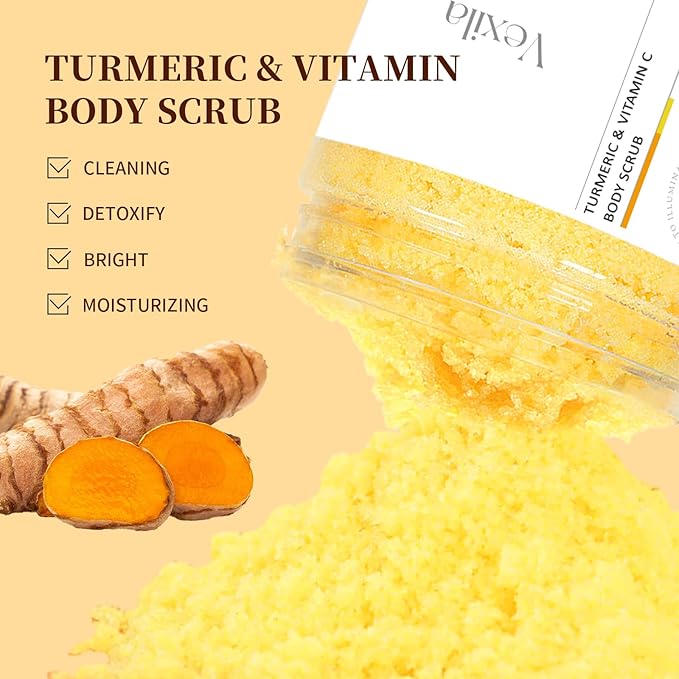 Turmeric & Vitamin C Body Scrubs For Women - Natural Body Scrub for Skin - Moisturizing, and Exfoliating, Body, Face, Hand Scrub, Nourishes Skin, (8.8 Ounce Pack of 2)
